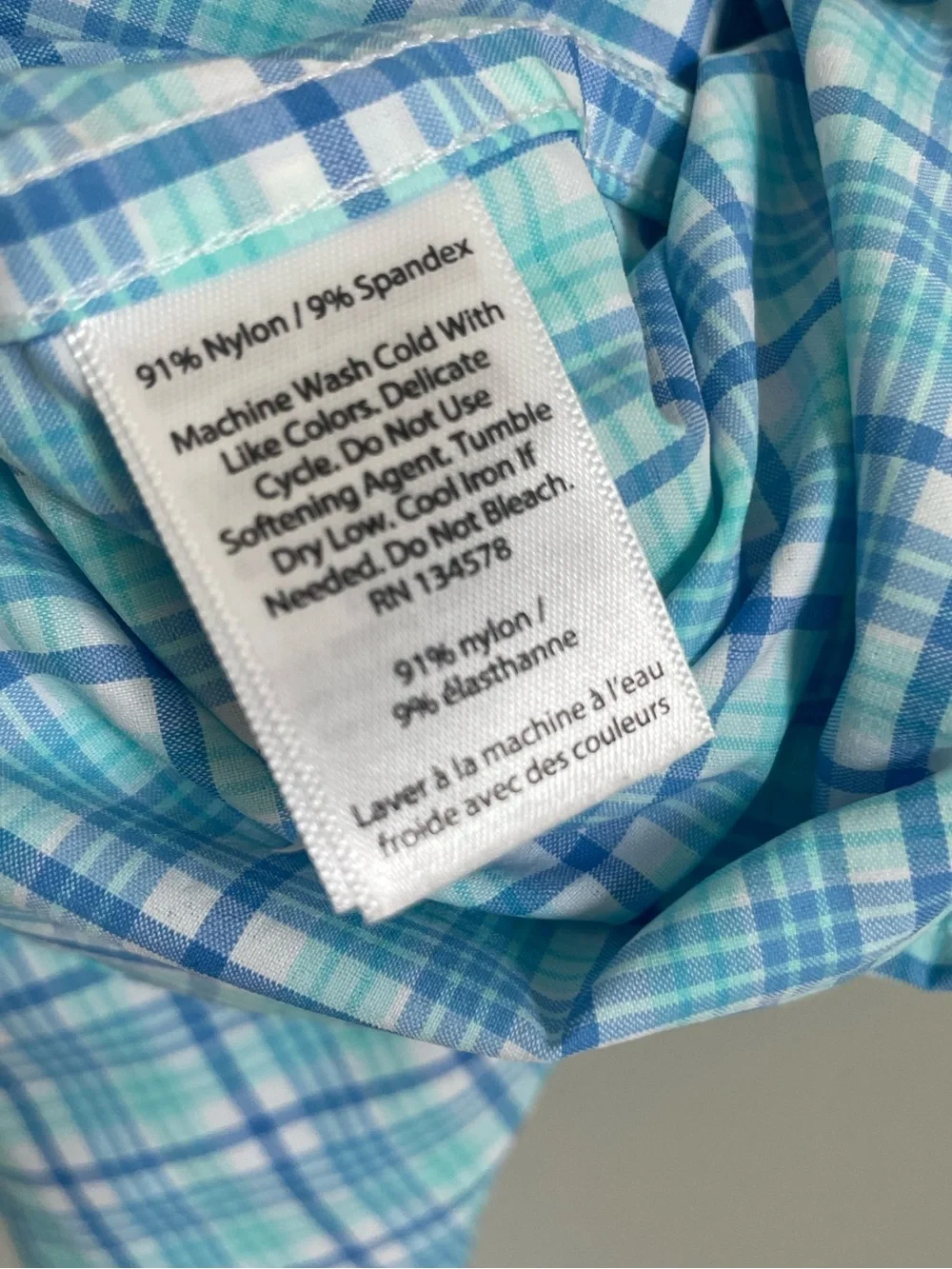 Boys XL Vineyard Vines Performance Fabric Blue Plaid Button-Down Shirt